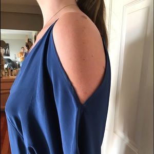 NEW!! 100% Silk - Lavender Brown designer sapphire blue dress - NEW